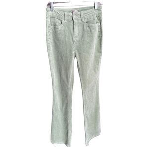 ESQUALO Flared Leg High Rise Light Green Corduroy Pants Size 8
